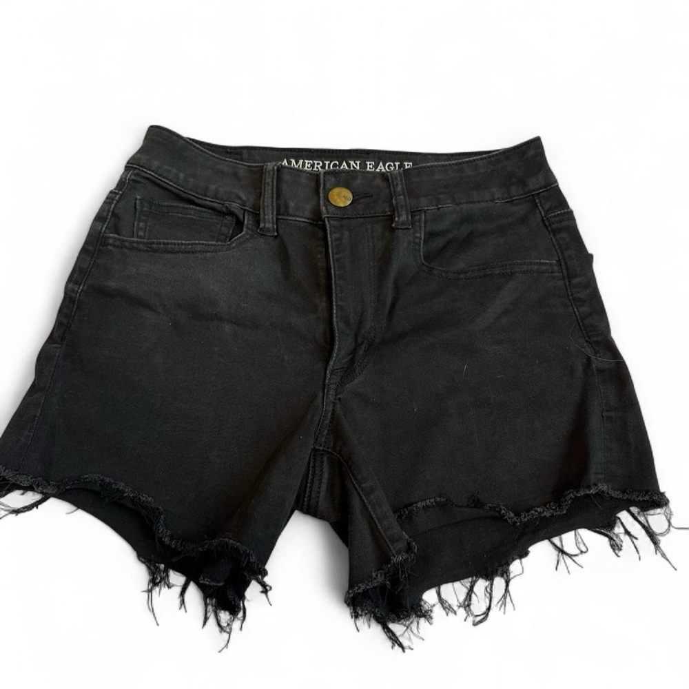 American Eagle Outfitters Black Frayed Hem Denim Shorts - size 6